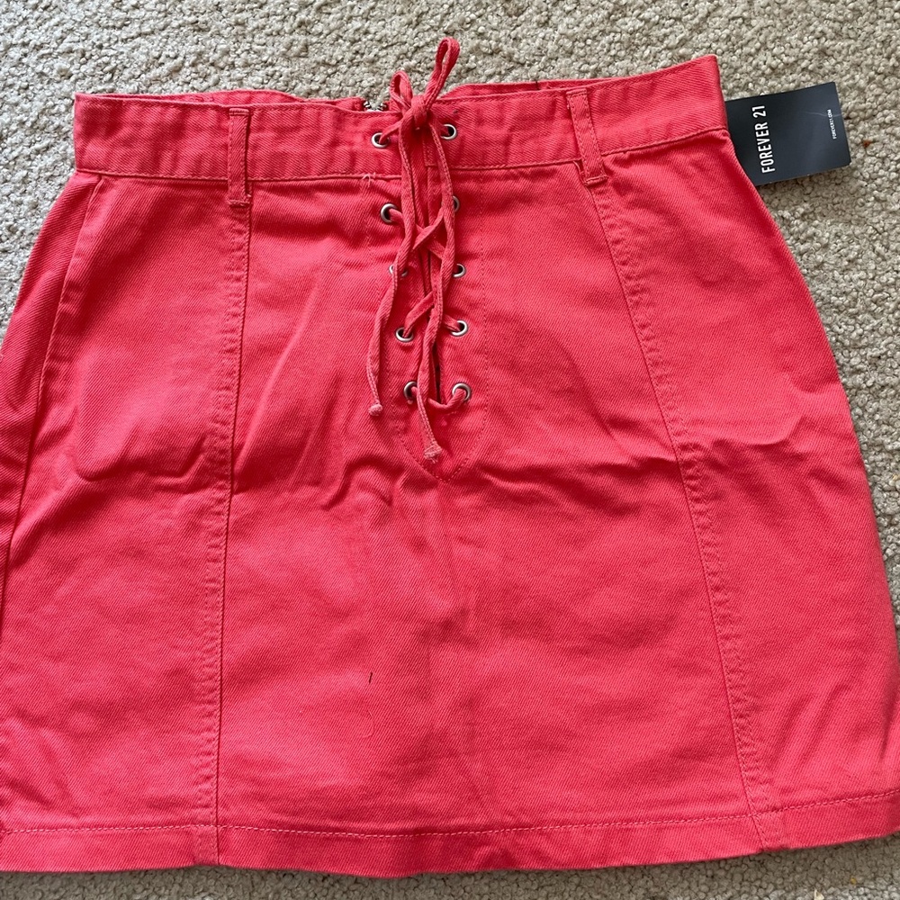 nwt forever 21 coral denim skirt